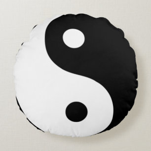 Coussin rond de Yin-Yang B&W