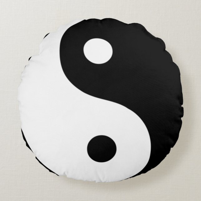 Coussin rond de Yin-Yang B&W (Devant)