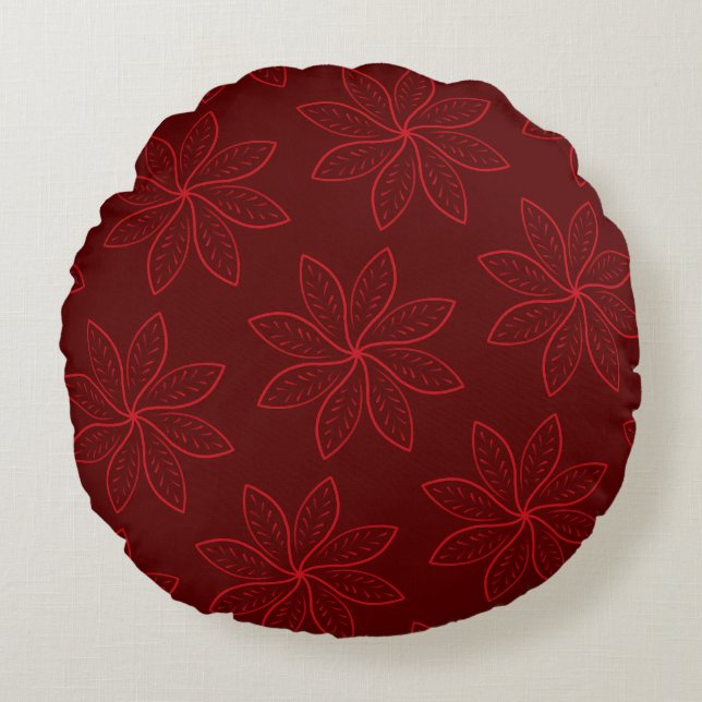 Coussin rond décoratif imprimé feuille (Devant)