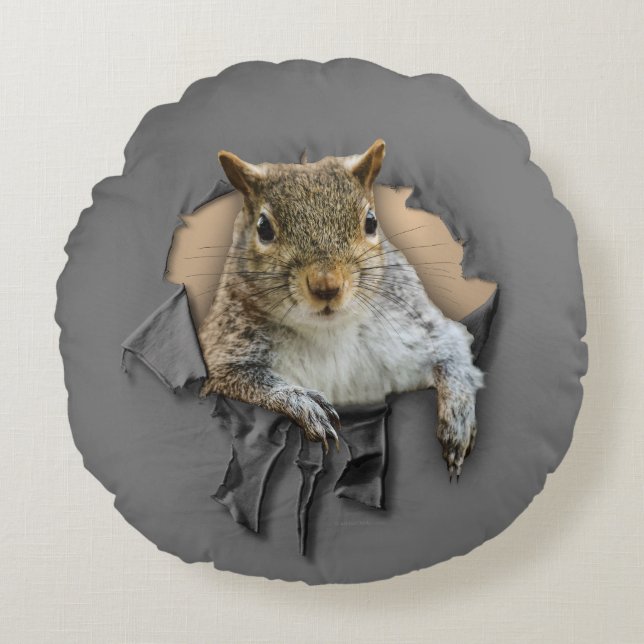 Coussin rond d'écureuil-chemise arraché (Devant)