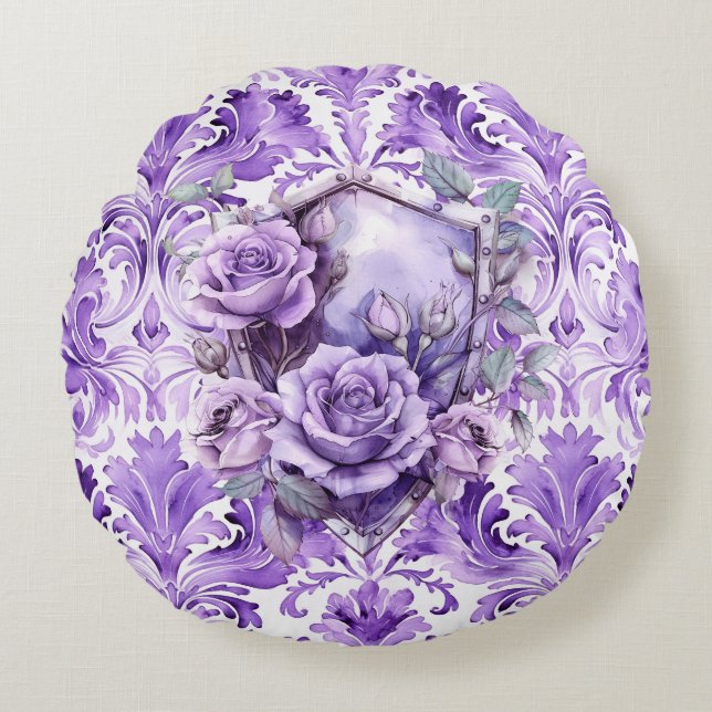 Coussin rond délicat violet bouclier de la foi (Devant)