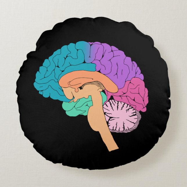 Coussin rond demi-cerveau scientifique (Devant)
