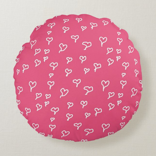 Coussin rond des coeurs (Devant)