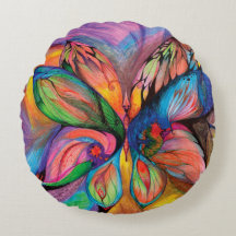 Coussin rond des papillons