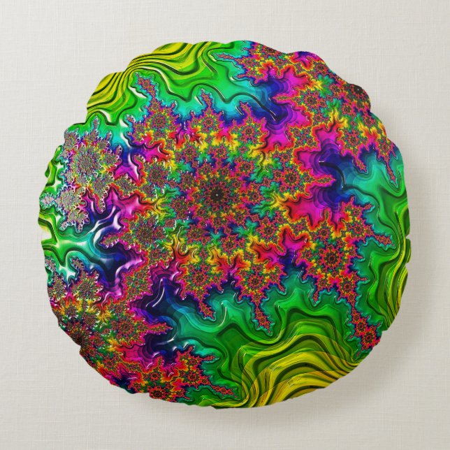 Coussin rond d'explosion couleur Mandelbrot (Devant)