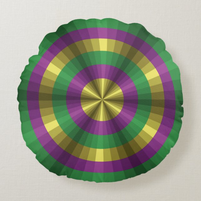 Coussin rond d'illusion de mardi gras (Devant)