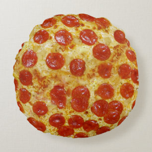 Coussin rond d'impression de pizza