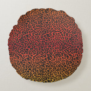 Coussin rond d'impression Leopard Sunset