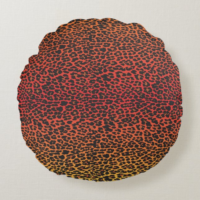 Coussin rond d'impression Leopard Sunset (Devant)