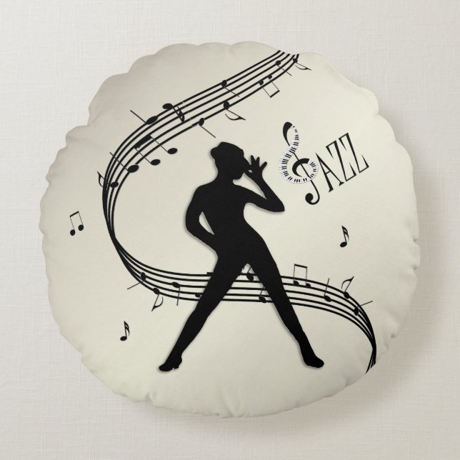 Coussin rond doré de danse jazz (Devant)
