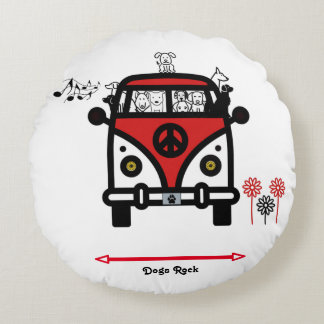 Coussin rond du bus hippie Dogs Rock