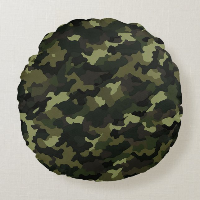 Coussin rond du Camouflage de retraite de Woodland (Devant)