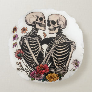 Coussin rond du crâne de sucre Halloween