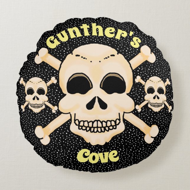 Coussin rond du crâne et des os croisés (Devant)