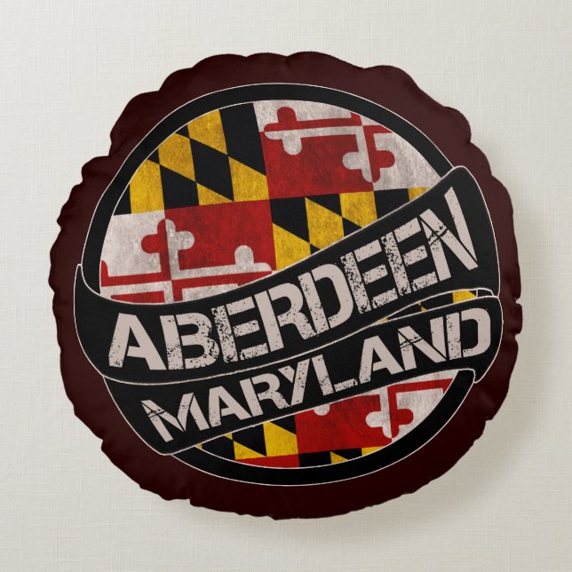 Coussin rond du drapeau du Maryland d'Aberdeen (Devant)
