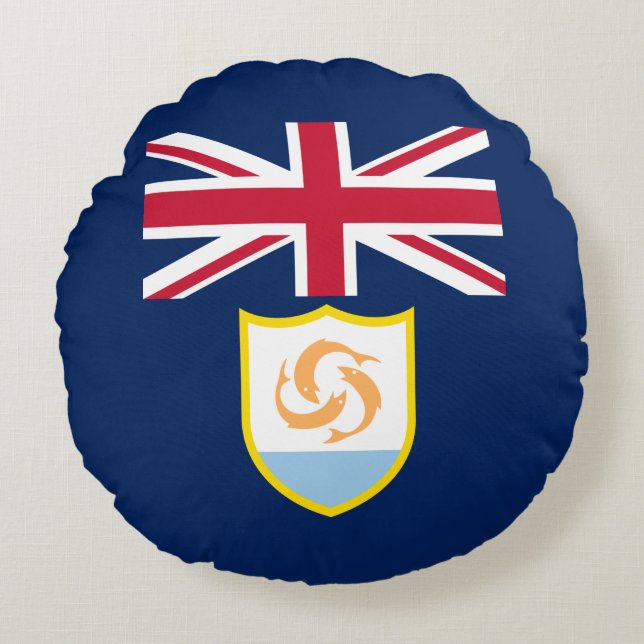 Coussin rond du drapeau patriotique Anguilla (Devant)
