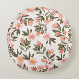 Coussin rond du jardin de pêche aquarelle
