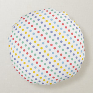 Coussin rond du Motif de la Polka Rainbow Spring