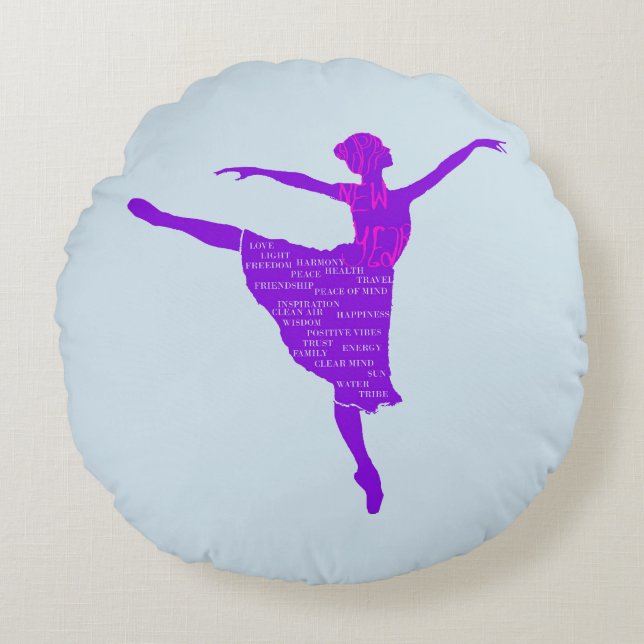 Coussin rond en polyester brossé Ballerine (Devant)