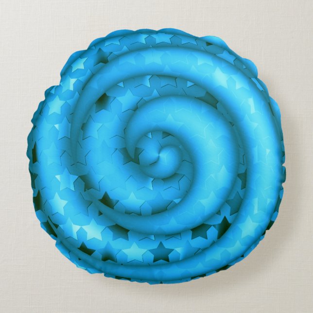 Coussin rond étoile bleu clair torsadée (Devant)