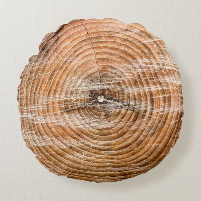 Coussin rond Faux Wood Slice (Devant)