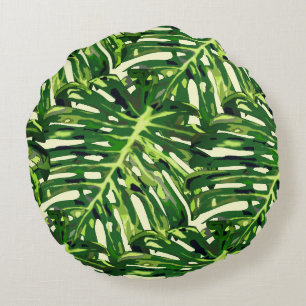 Coussin rond Feuille tropical