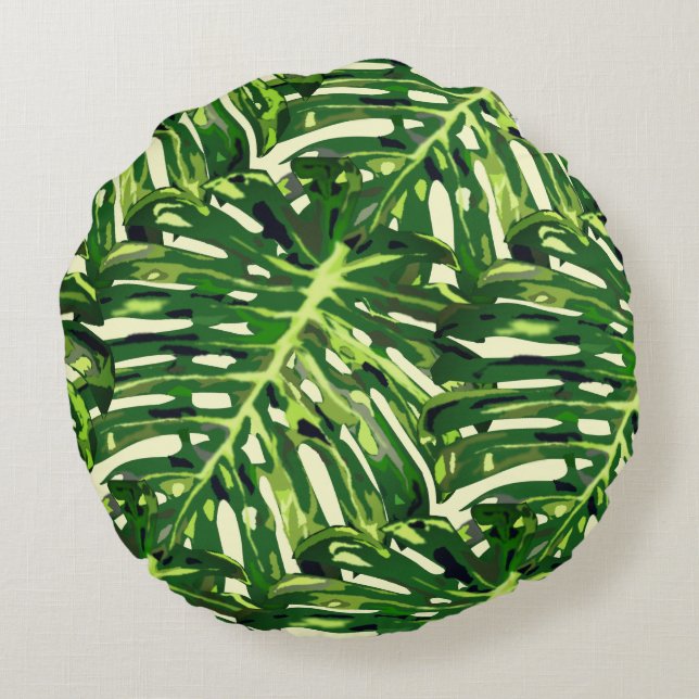 Coussin rond Feuille tropical (Dos)