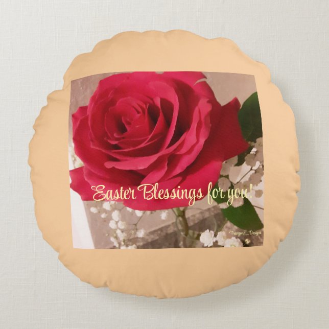 Coussin rond fleuri et élégant de Pâques (Devant)