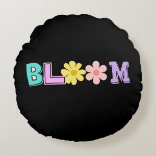 Coussin rond fleuri pastel rétro Bloom