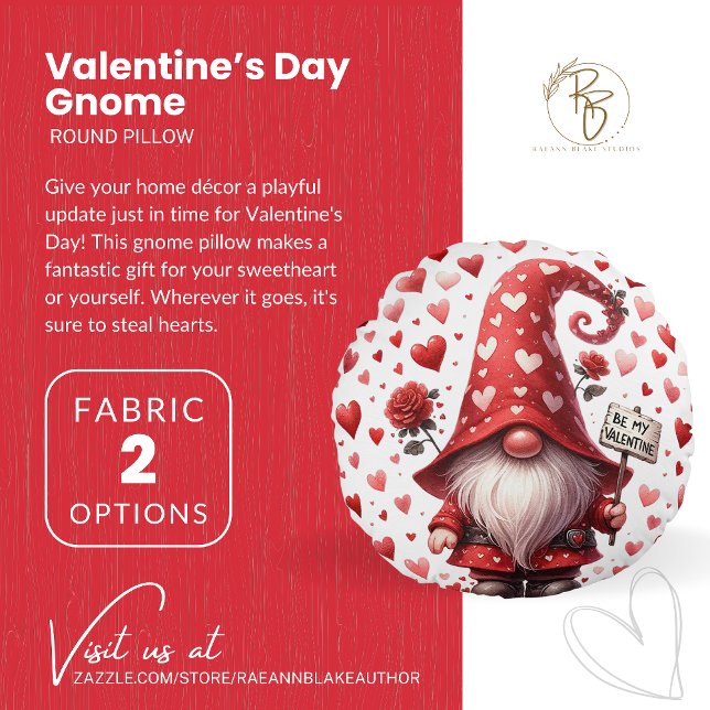 Coussin rond gnome de la Saint-Valentin (Créateur téléchargé)