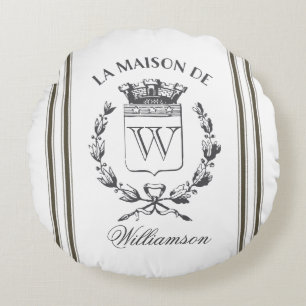 Coussin rond Grain Greige sac personnalisé Famille
