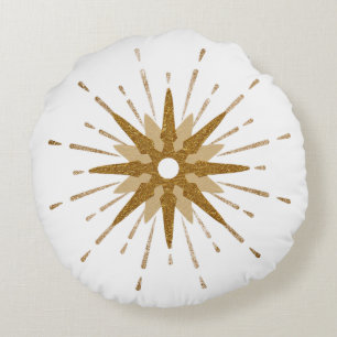 Coussin rond Gras Gold & White Starburst