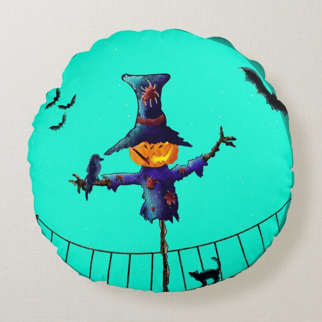 Coussin rond Halloween (Devant)