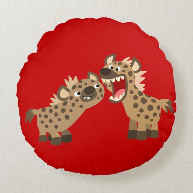 Coussin rond Hyenas aux gros teintes (Devant)