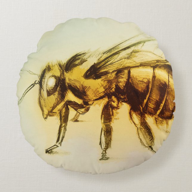 Coussin rond illustré coloré - Bee (Devant)
