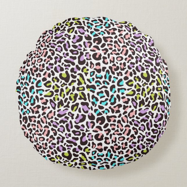 Coussin rond imprimé léopard (Devant)