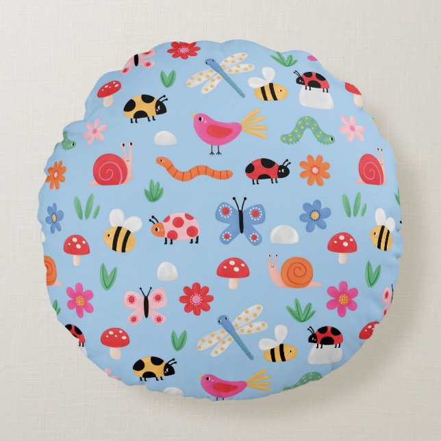  Coussin Rond Insectes  (Devant)