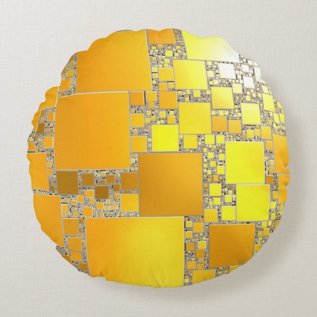 Coussin rond jaune et orange carré (Devant)