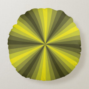 Coussin rond jaune illusion d'optique