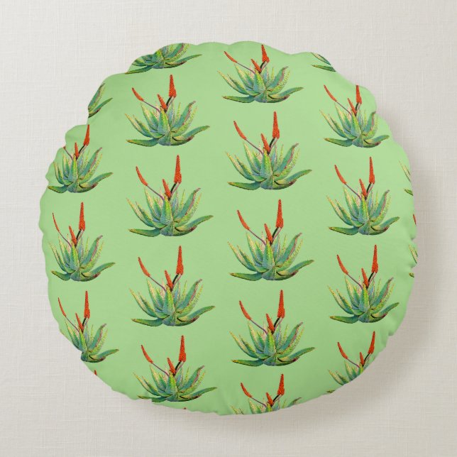 Coussin rond jeté Aloe Vera (Devant)