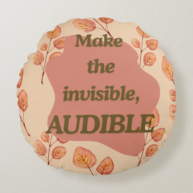 Coussin rond jeté avec citation motivationnelle d' (Devant)