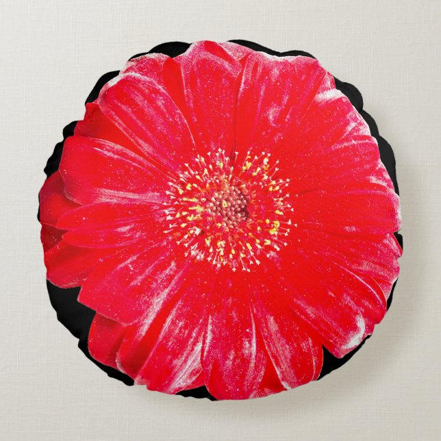 Coussin rond jeté en forme de gerbera marguerite r (Devant)