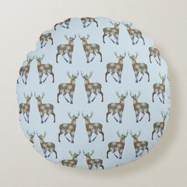 Coussin rond jeté en polyester cerf (Devant)