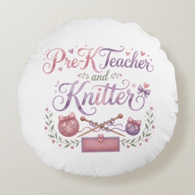 Coussin Rond Jeté pour Enseignant de Maternelle et (Devant)