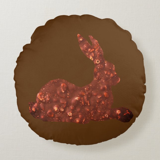 Coussin rond, Lapin de Pâques en chocolat (Devant)