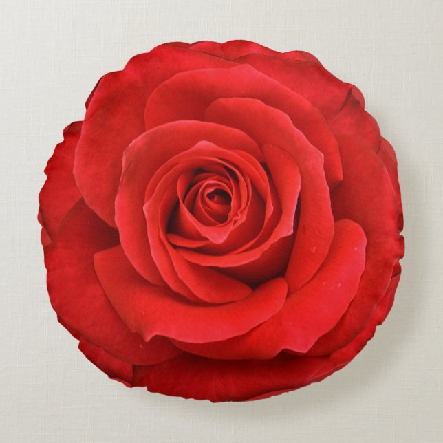 Coussin rond lumineux de rose rouge (Devant)