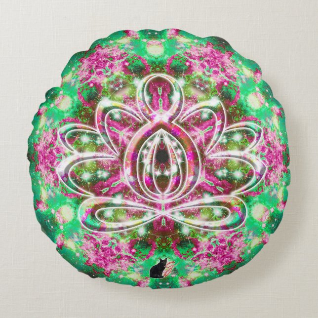 Coussin rond Lumineux Zen Lotus (Devant)