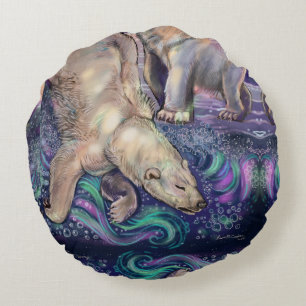 Coussin rond magique de l'ours polaire