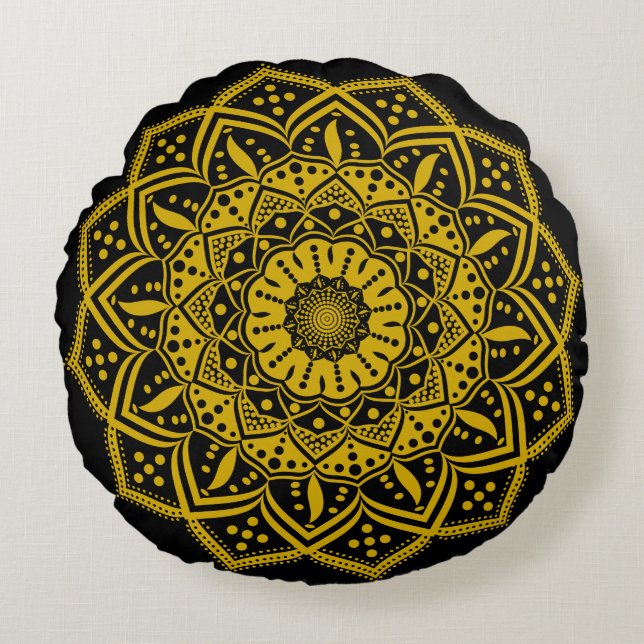 Coussin rond mandala (Devant)