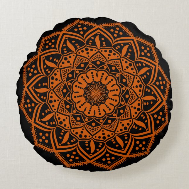 Coussin rond mandala (Devant)